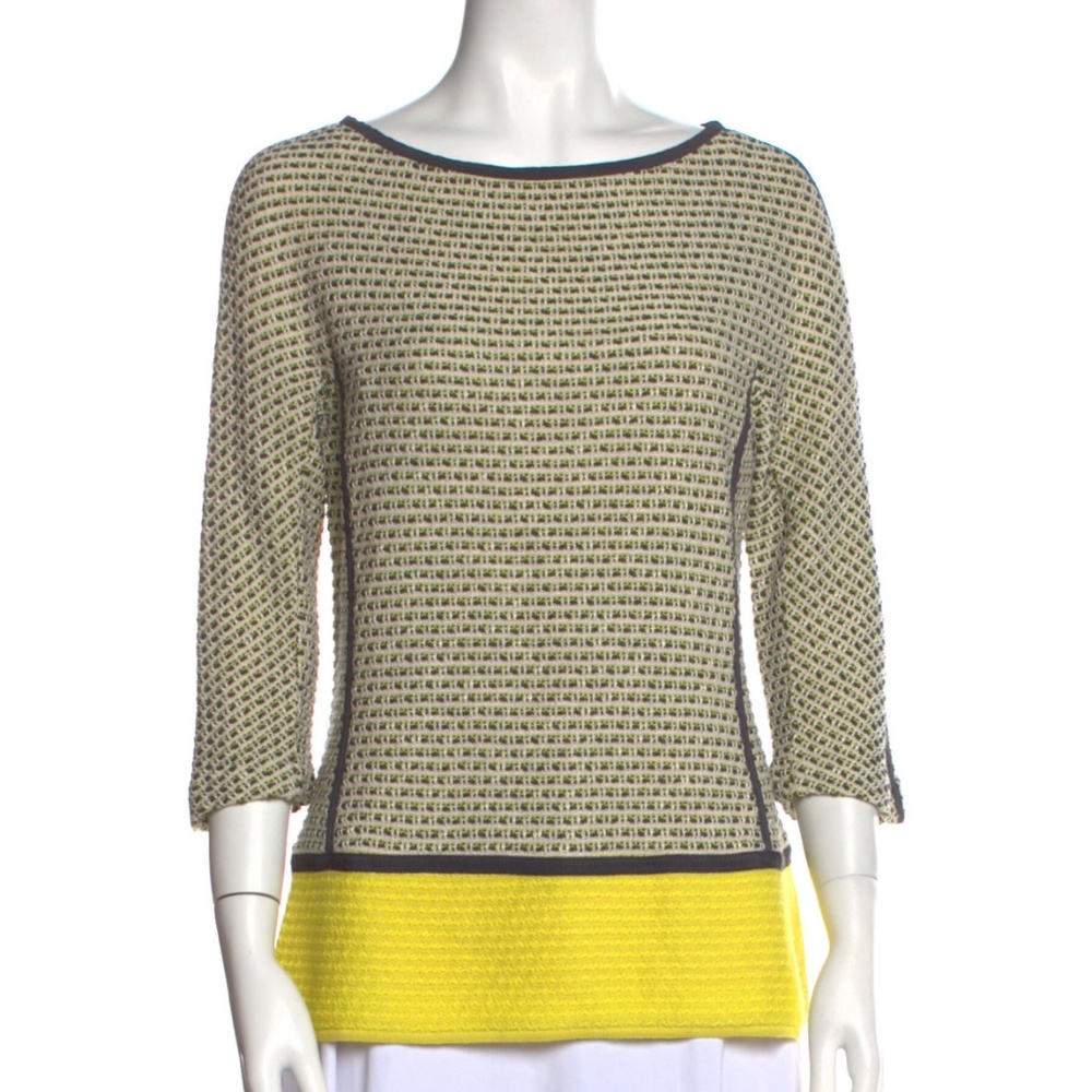 St. John Pullover •   Yellow •   Striped •   3/4 Sleeve with Bateau Neckline